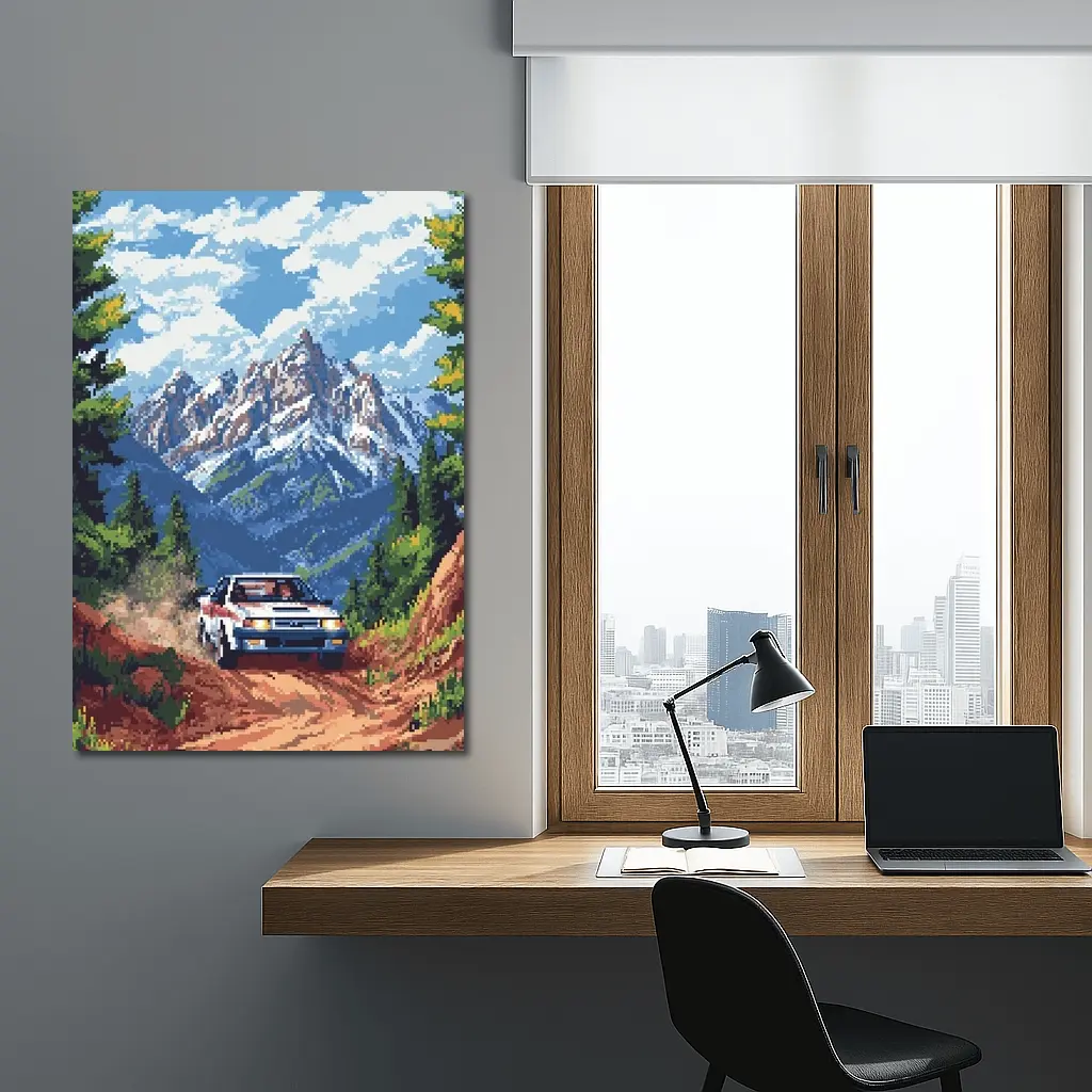 Toyota AE86 Rally Pixel Art Mountain Road – Wall Art