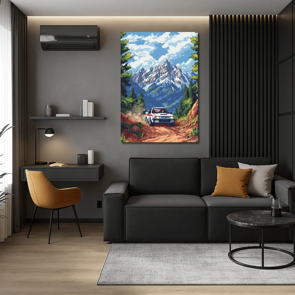 Toyota AE86 Rally Pixel Art Mountain Road – Wall Art