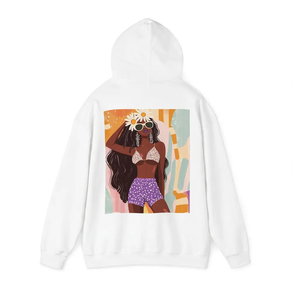 Retro Fashion Woman Daisy Floral Abstract Background – Hoodies
