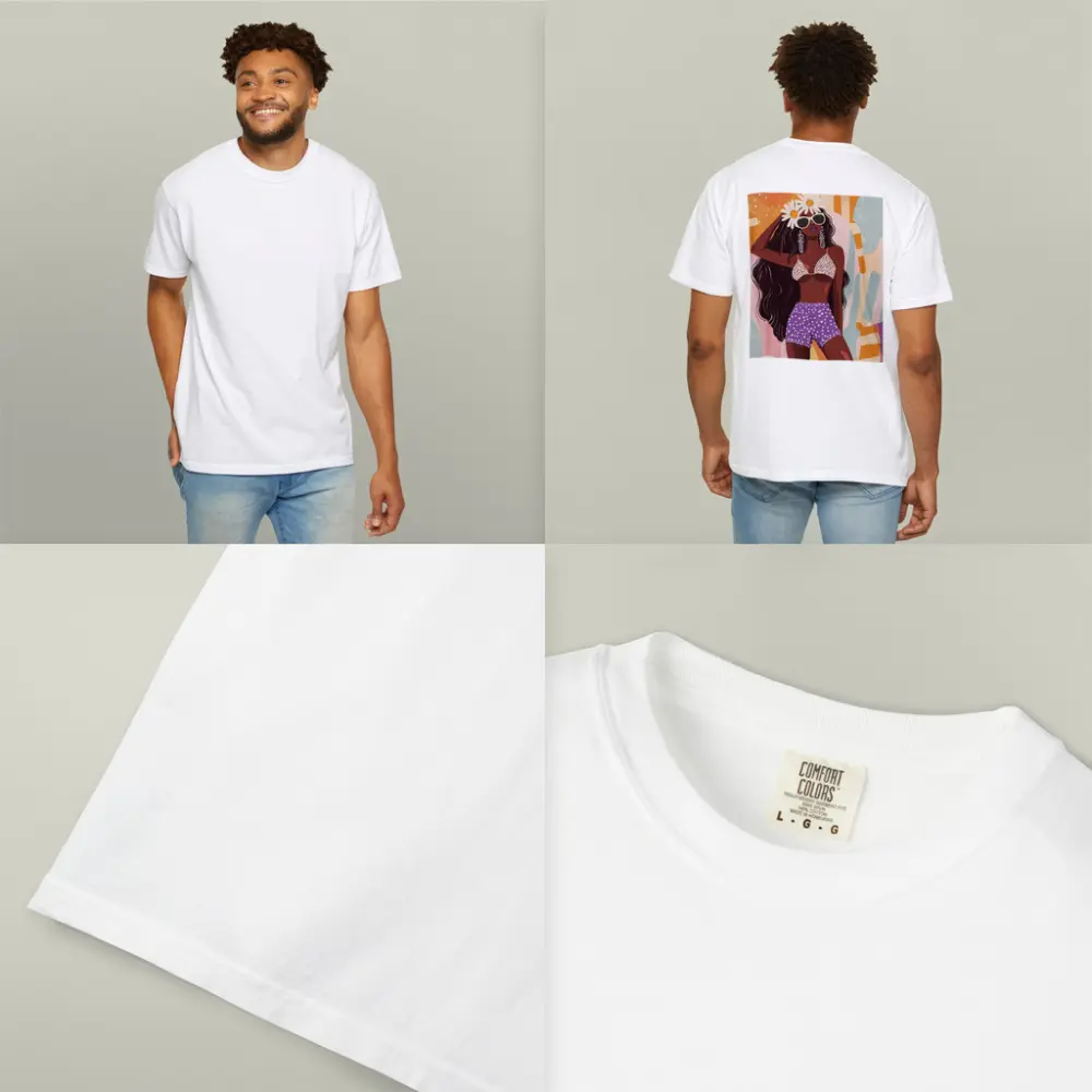 Retro Fashion Woman Daisy Floral Abstract Background – T-Shirts