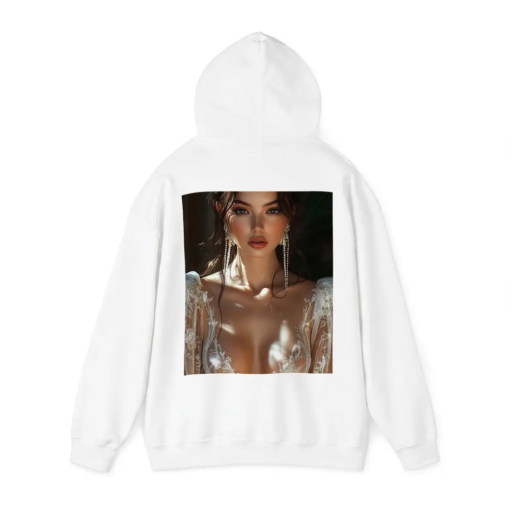 Elegant Woman Lace Dress Gold Earrings – Hoodies