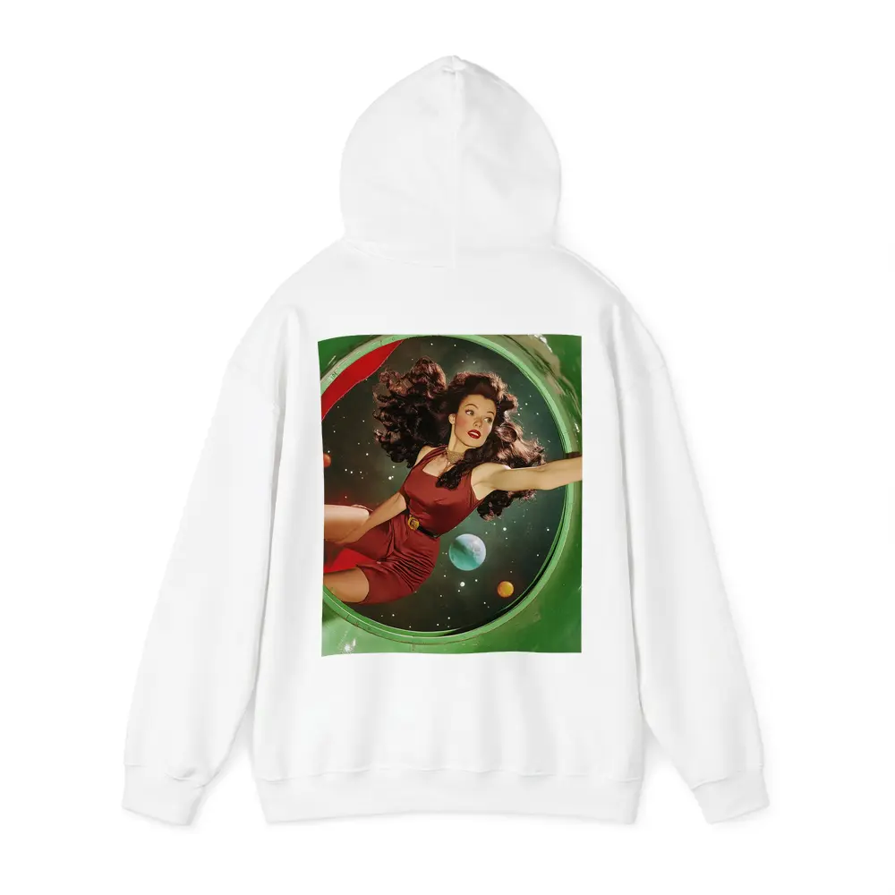 Retro Pin Up Woman Floating In Space – Hoodies