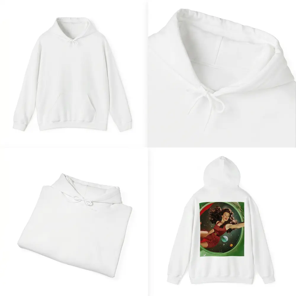 Retro Pin Up Woman Floating In Space – Hoodies