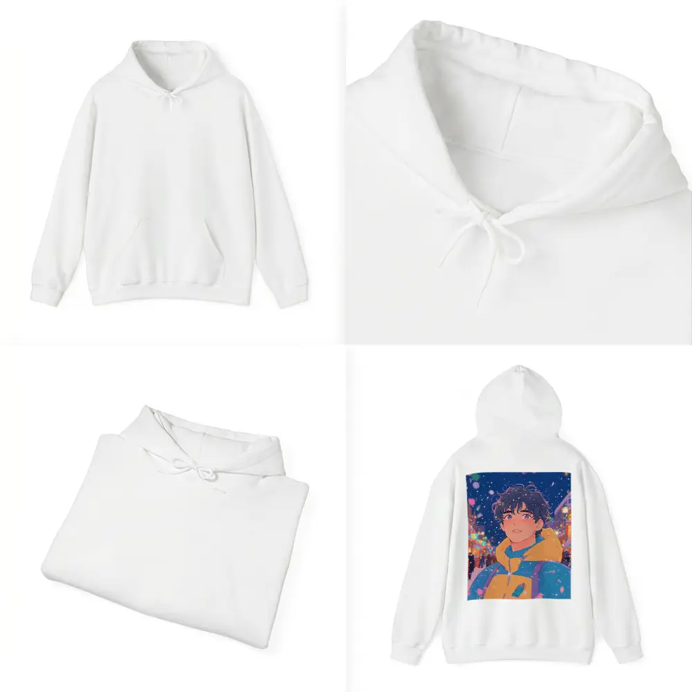 Anime Boy Winter City Snow Night – Hoodies