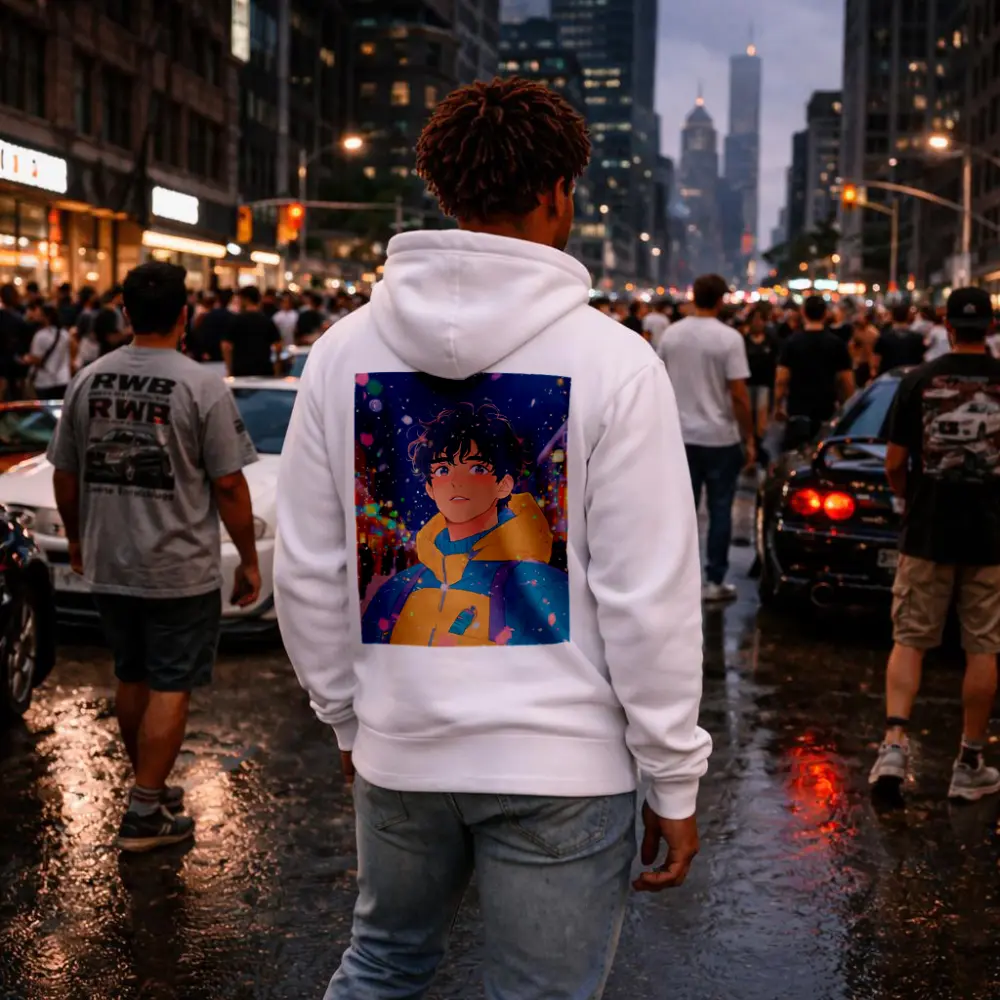 Anime Boy Winter City Snow Night – Hoodies