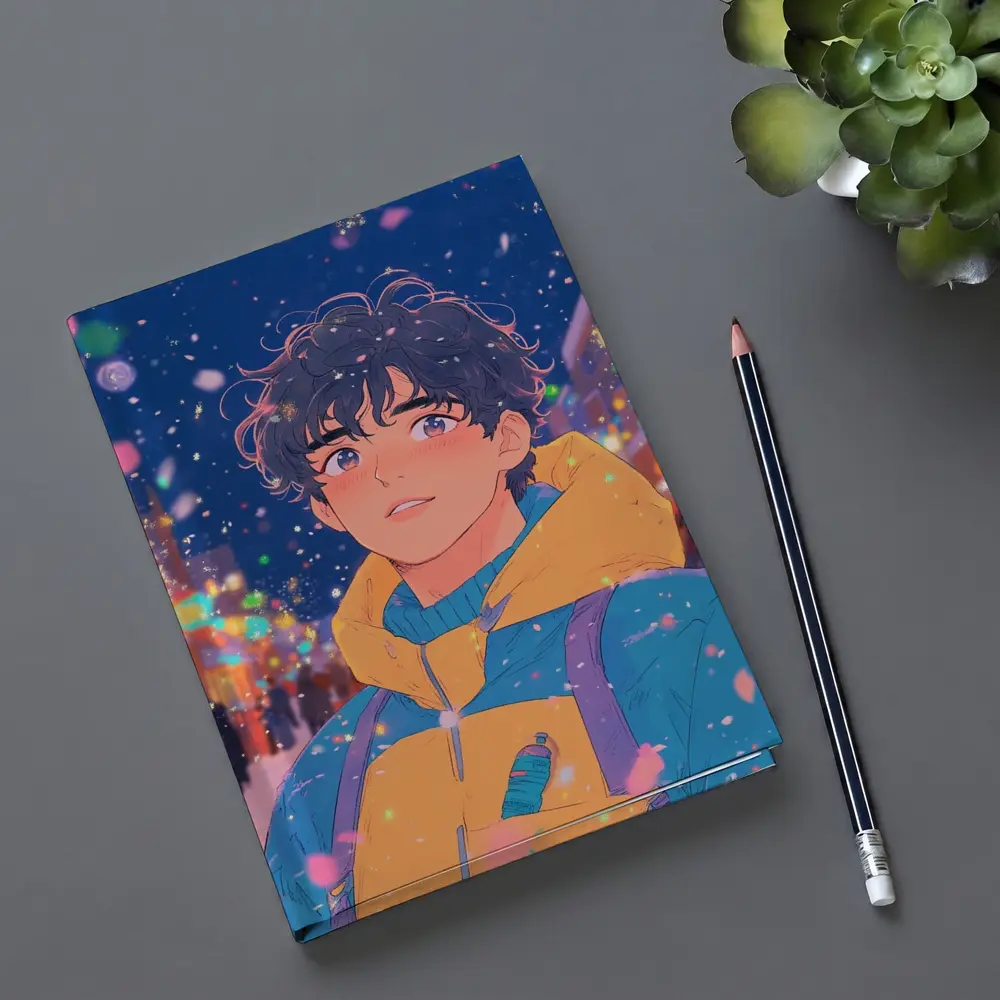 Anime Boy Winter City Snow Night – Notebooks