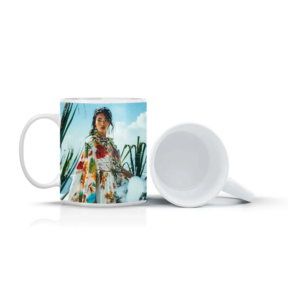 Floral Print Woman Snow Winter Fashion – Mugs