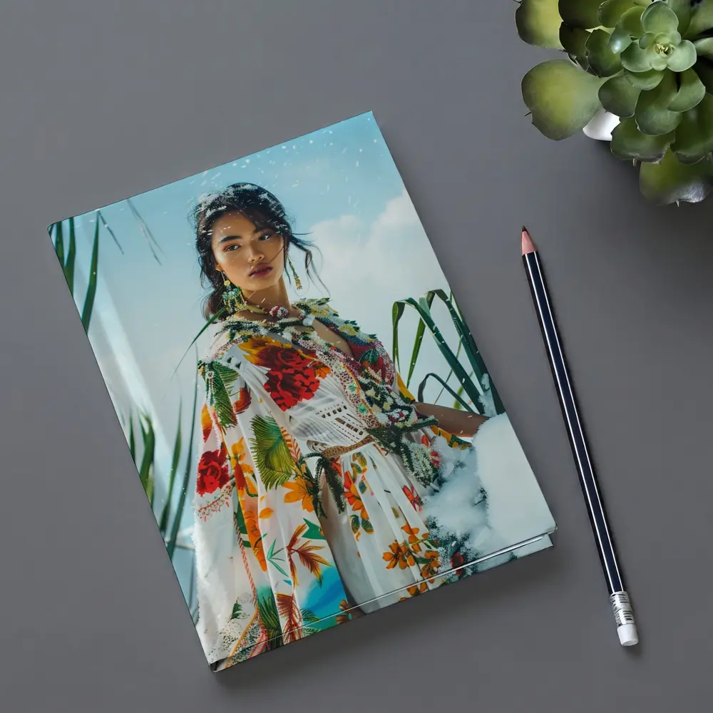 Floral Print Woman Snow Winter Fashion – Notebooks