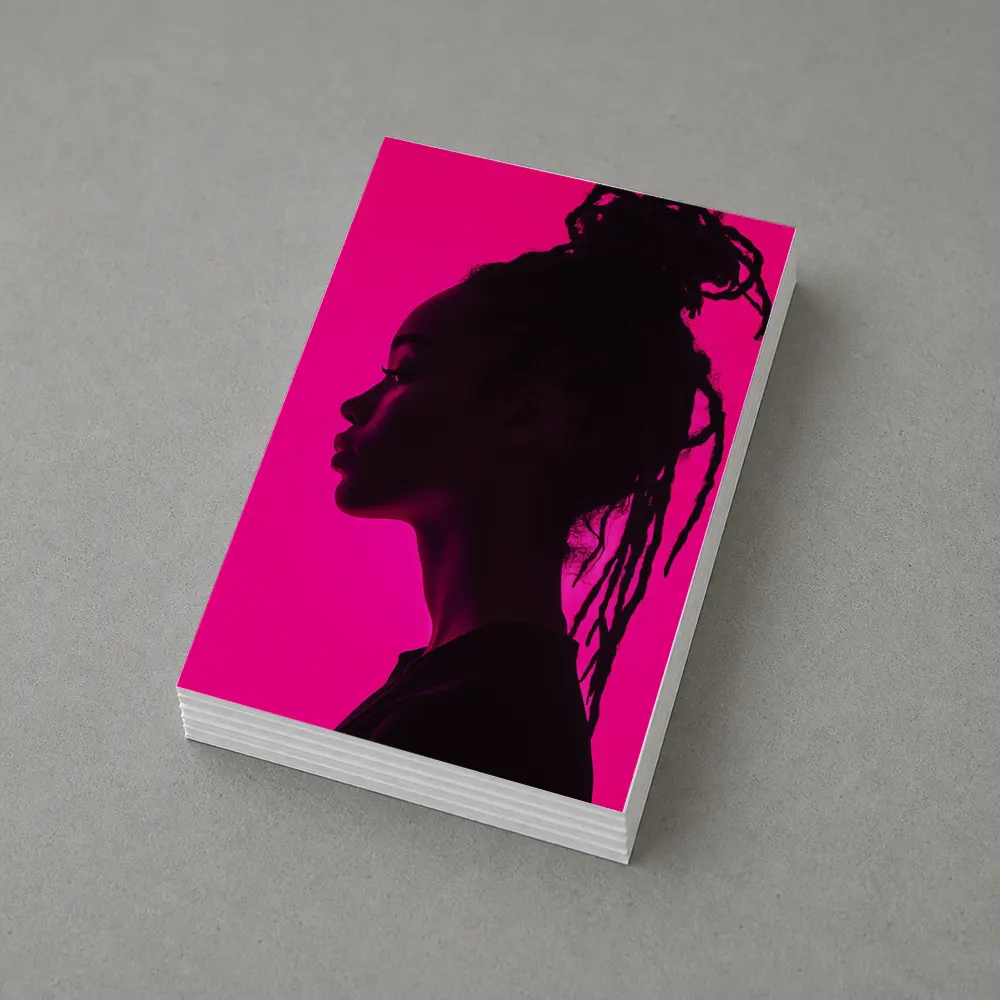 Woman Silhouette Profile Pink Neon Background – Postcards