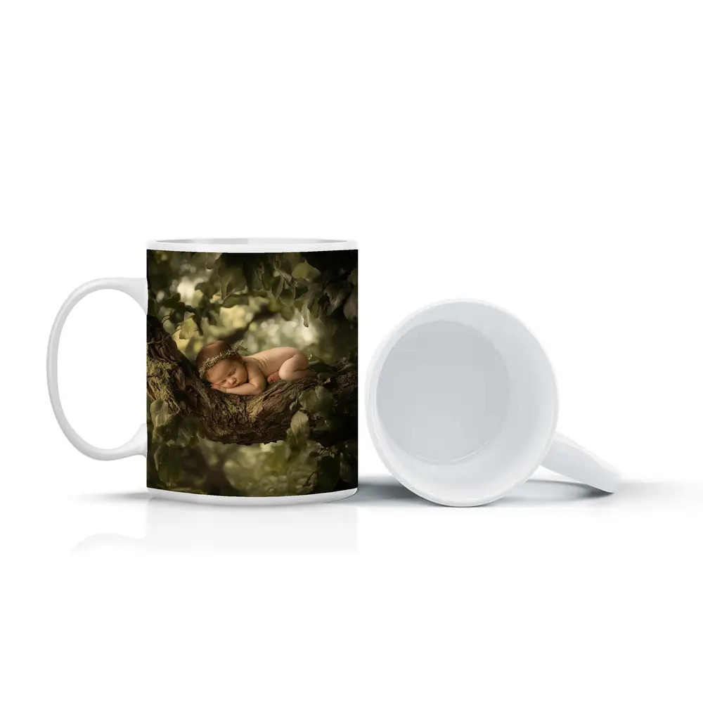 Sleeping Newborn Baby On Forest Tree – Mugs