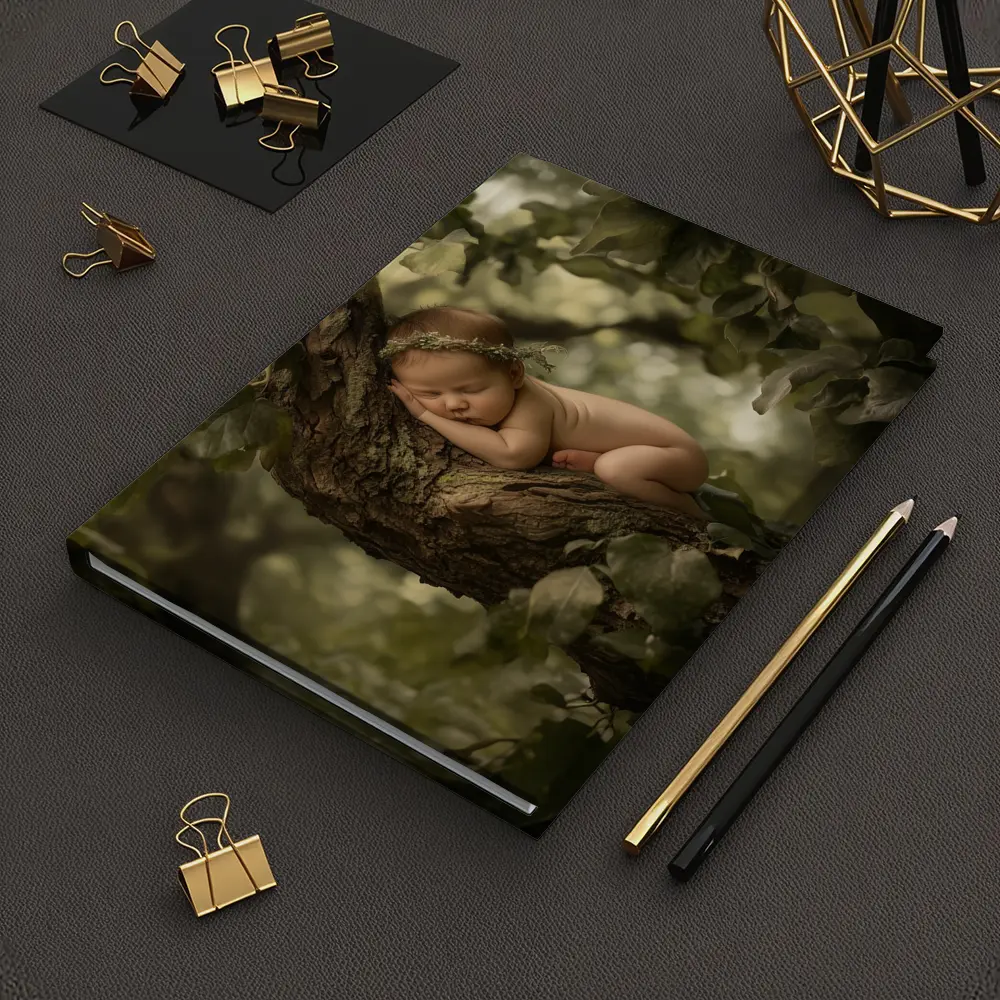 Sleeping Newborn Baby On Forest Tree – Notebooks