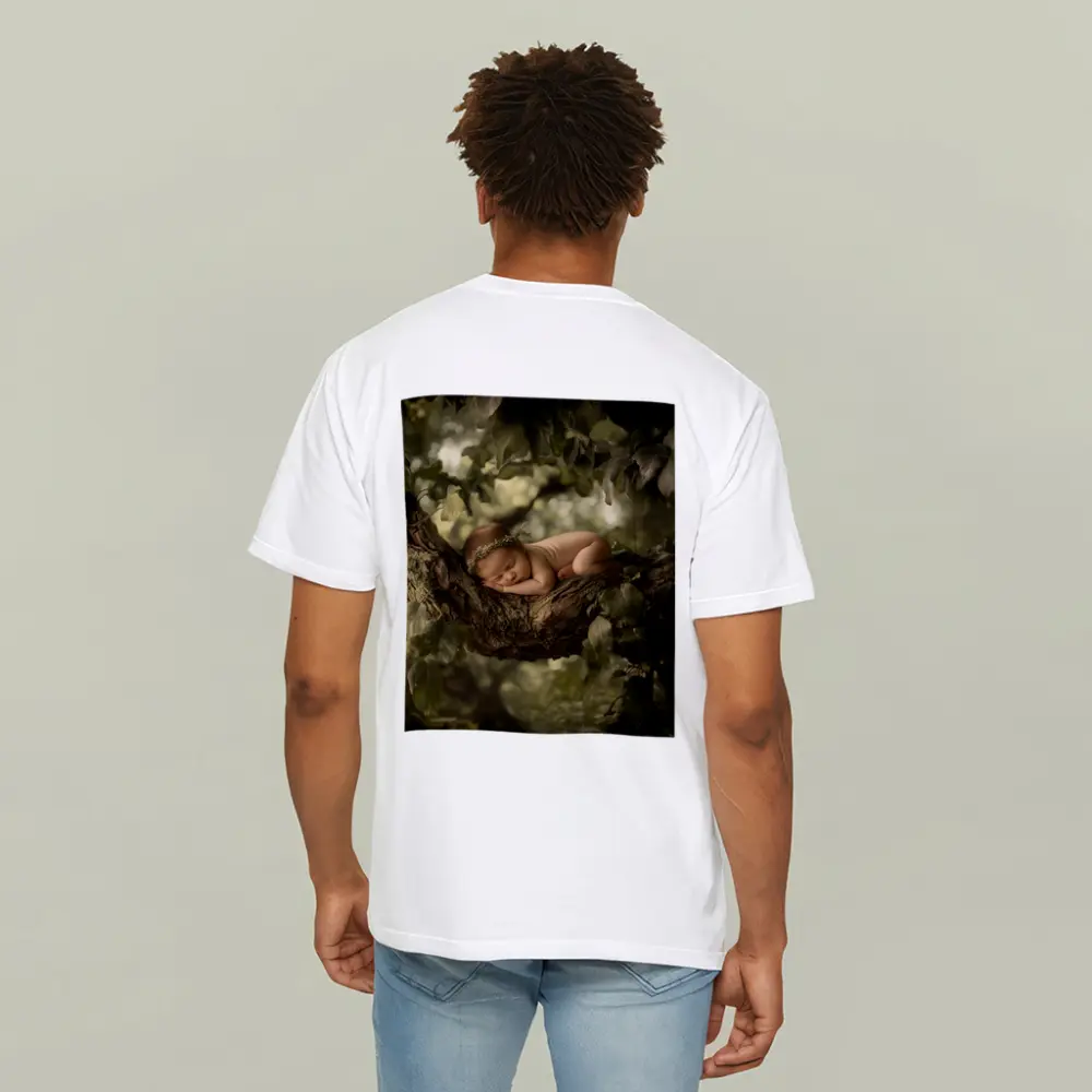 Sleeping Newborn Baby On Forest Tree – T-Shirts