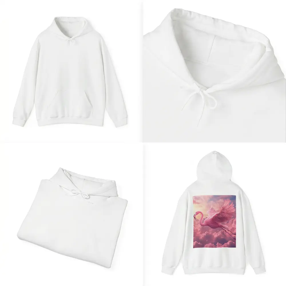 Pink Flamingo Flying Through Dreamy Clouds – Hoodies