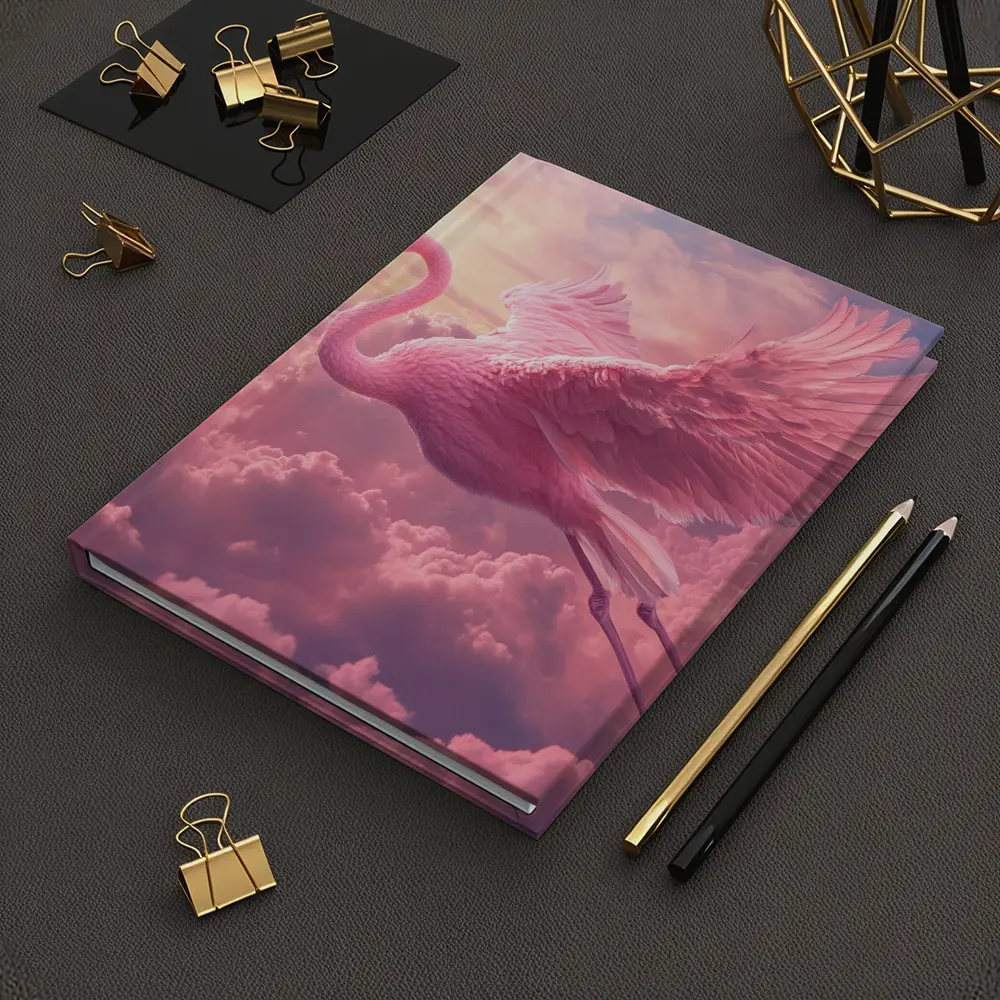 Pink Flamingo Flying Through Dreamy Clouds – Notebooks