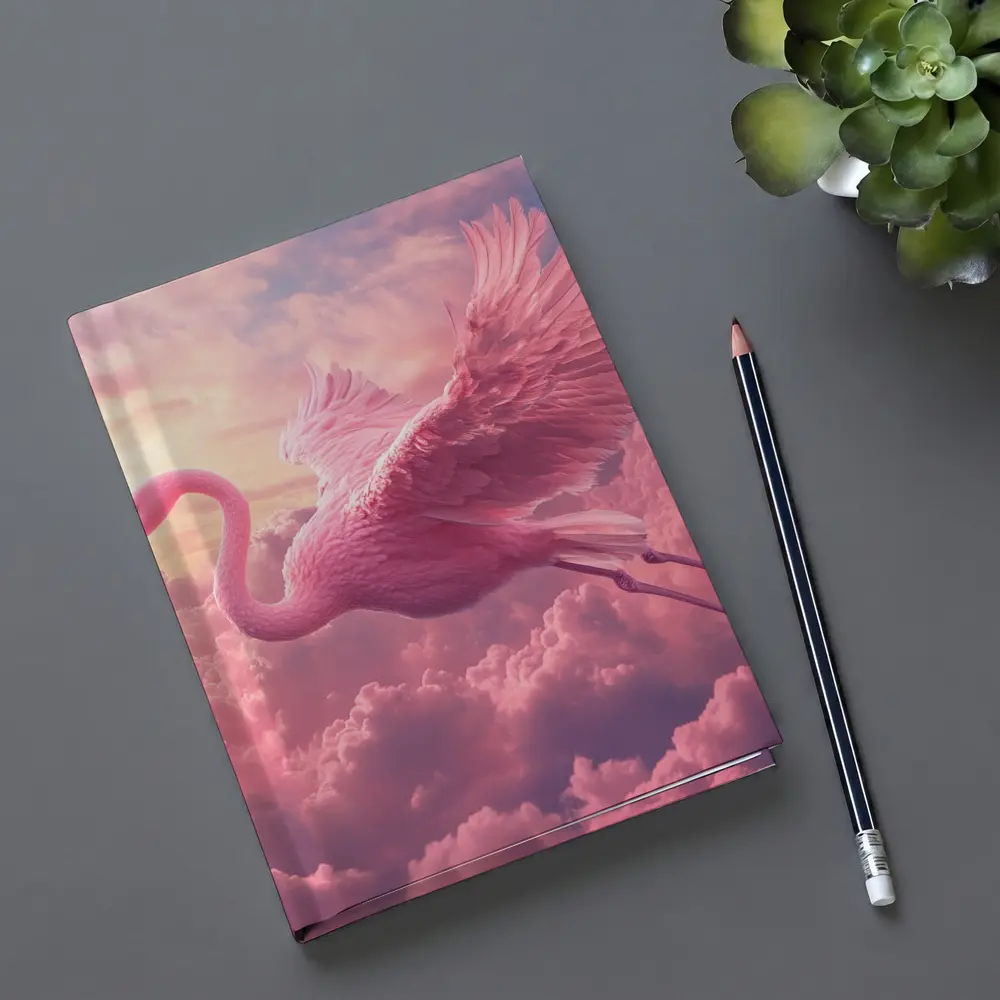 Pink Flamingo Flying Through Dreamy Clouds – Notebooks