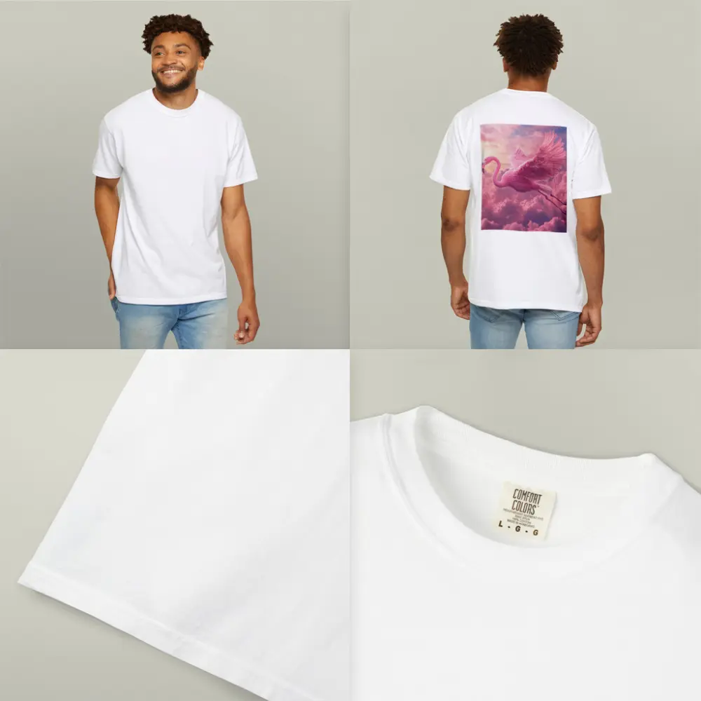 Pink Flamingo Flying Through Dreamy Clouds – T-Shirts
