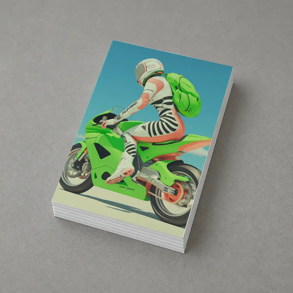 Green Sport Bike Rider Against Blue Sky – Postcards