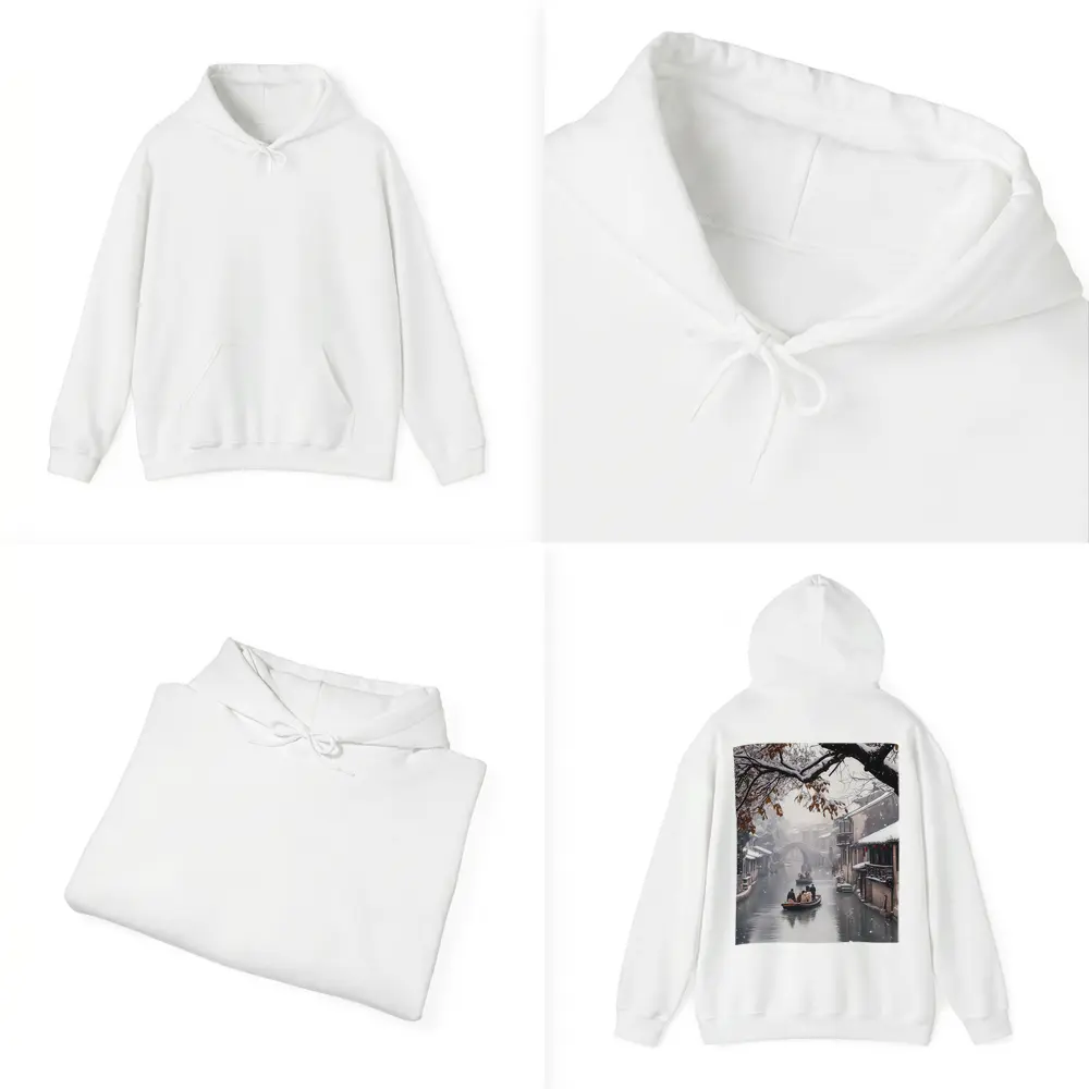 Chinese Water Town Canal Snow Winter Scene – Hoodies