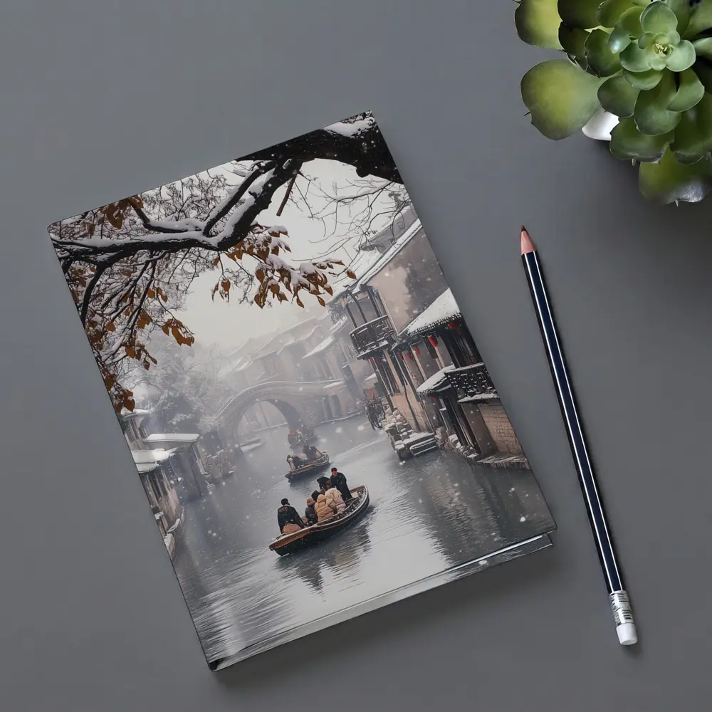 Chinese Water Town Canal Snow Winter Scene – Notebooks