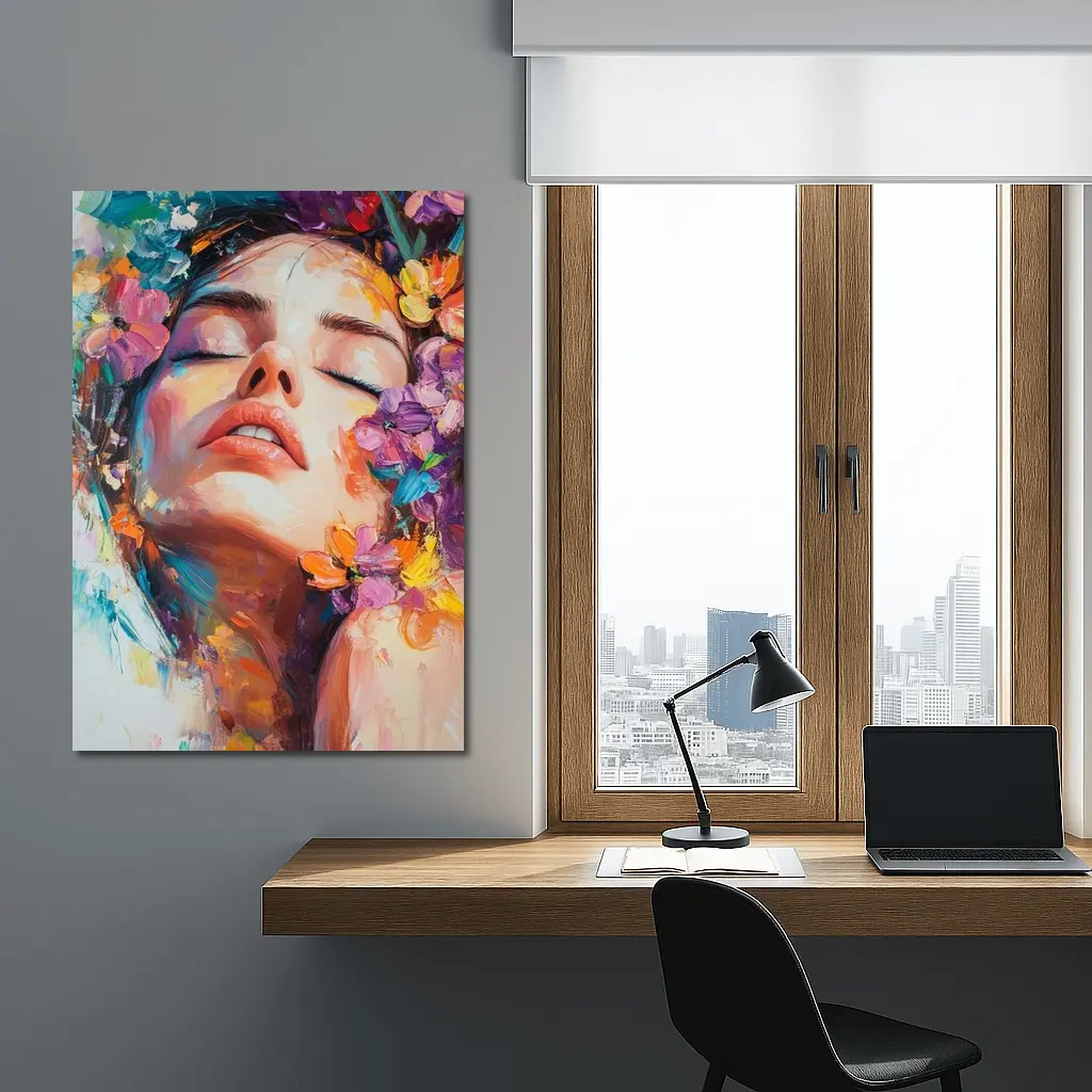 Woman Face Floral Oil Painting Art – Wall Art