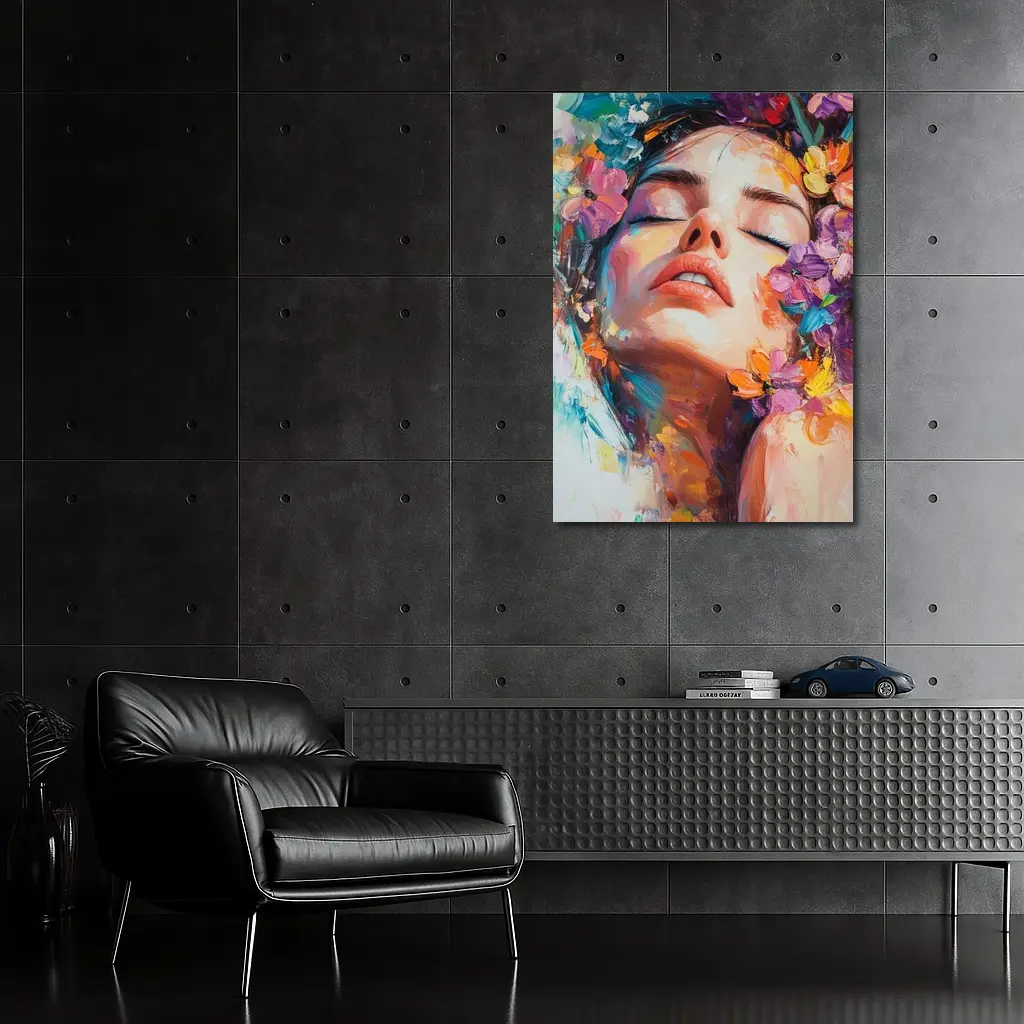 Woman Face Floral Oil Painting Art – Wall Art