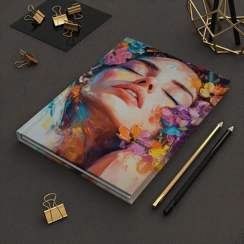 Woman Face Floral Oil Painting Art – Notebooks