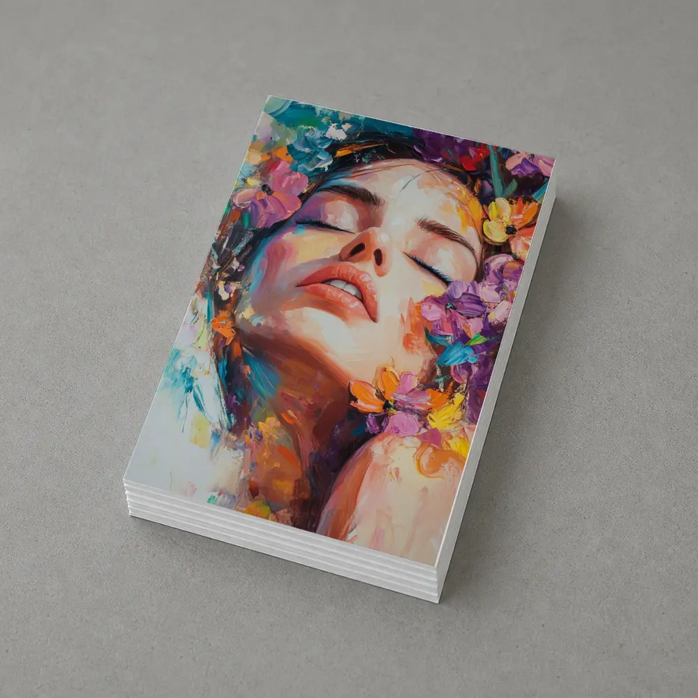 Woman Face Floral Oil Painting Art – Postcards