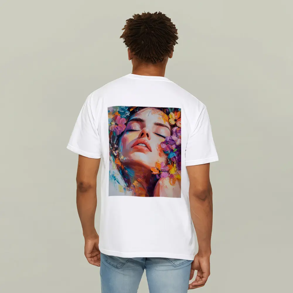 Woman Face Floral Oil Painting Art – T-Shirts