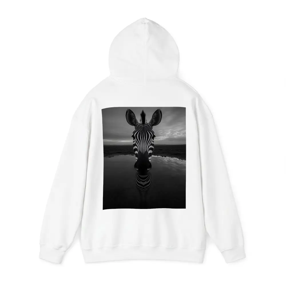 Zebra Portrait Black and White Water Reflection – Hoodies