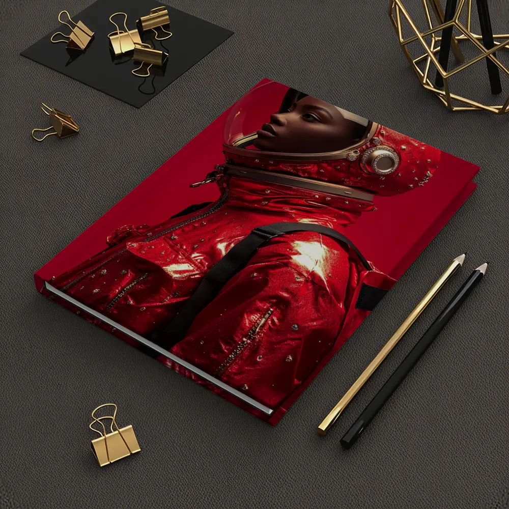 Woman Astronaut Red Suit Gold Helmet – Notebooks
