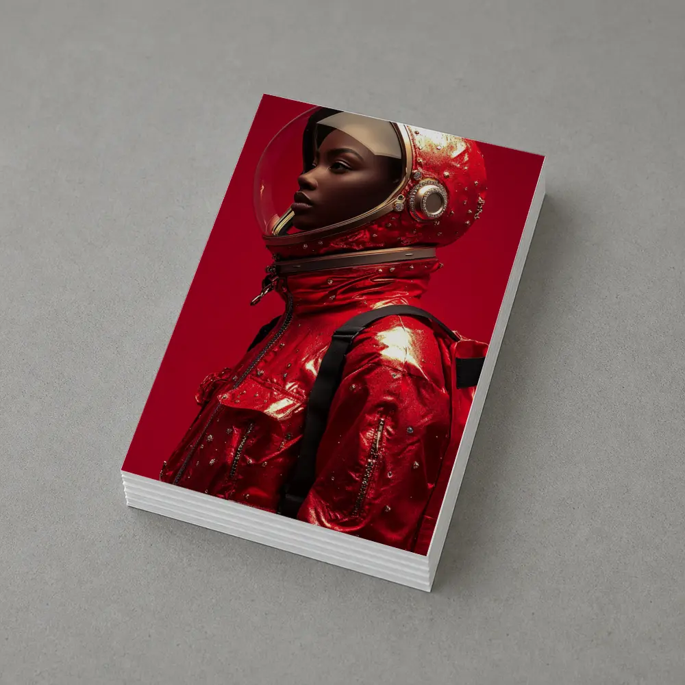 Woman Astronaut Red Suit Gold Helmet – Postcards