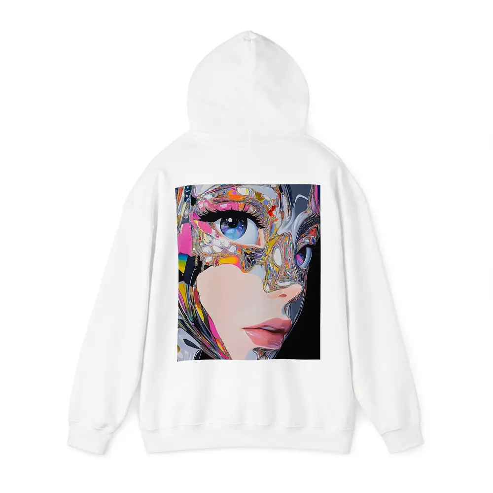 Cyberpunk Woman Crystal Mask Black Background – Hoodies