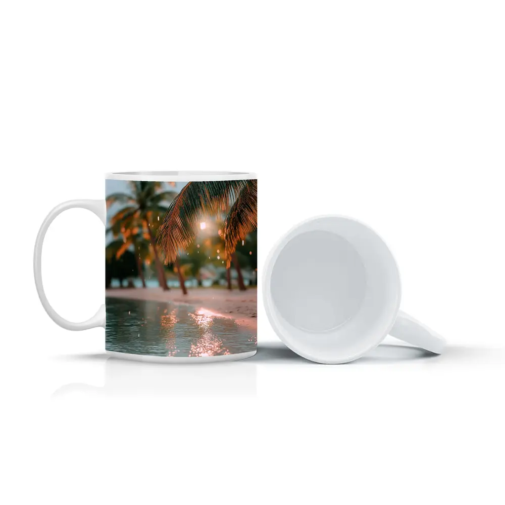 Tropical Beach Palm Trees Golden Light – Mugs