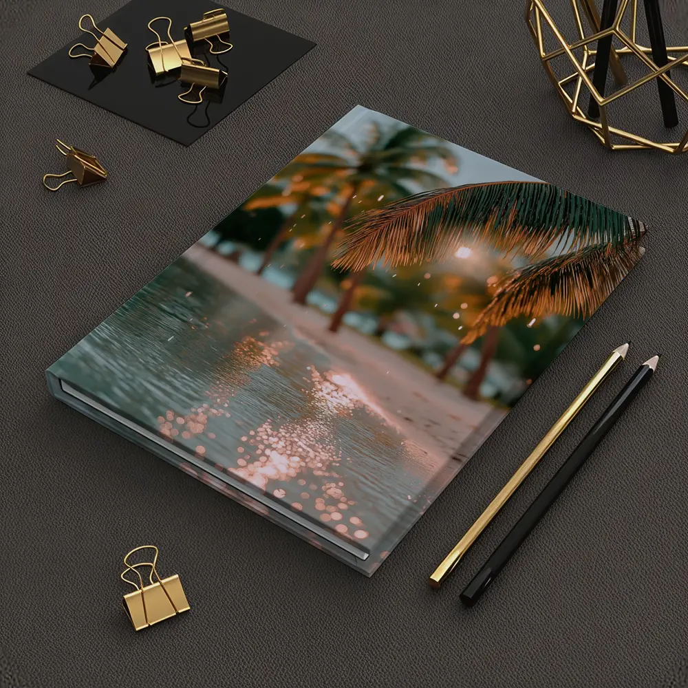 Tropical Beach Palm Trees Golden Light – Notebooks