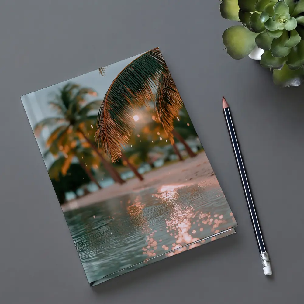 Tropical Beach Palm Trees Golden Light – Notebooks
