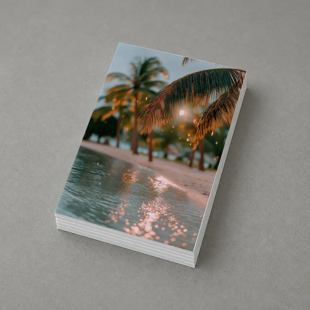 Tropical Beach Palm Trees Golden Light – Postcards