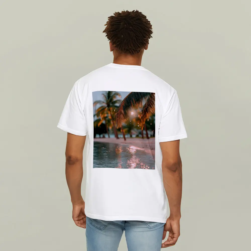 Tropical Beach Palm Trees Golden Light – T-Shirts