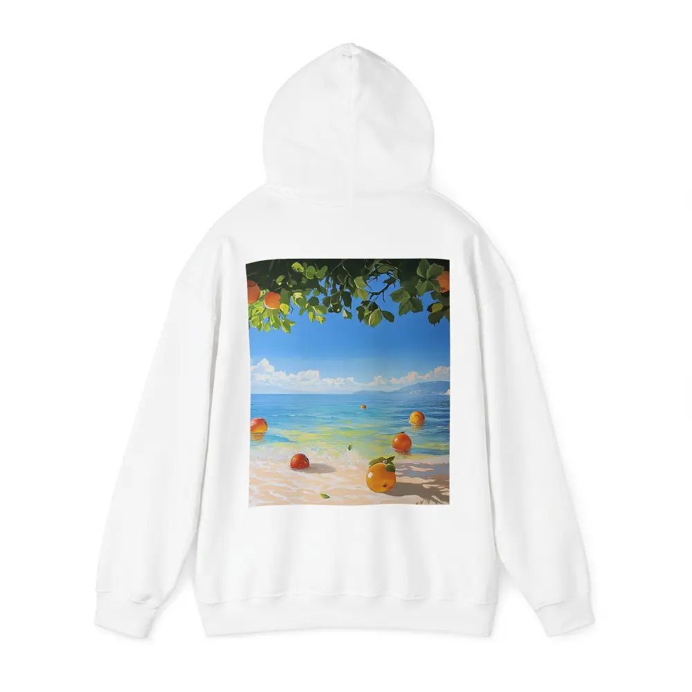Oranges Floating On Tropical Beach Shore Painting – Hoodies