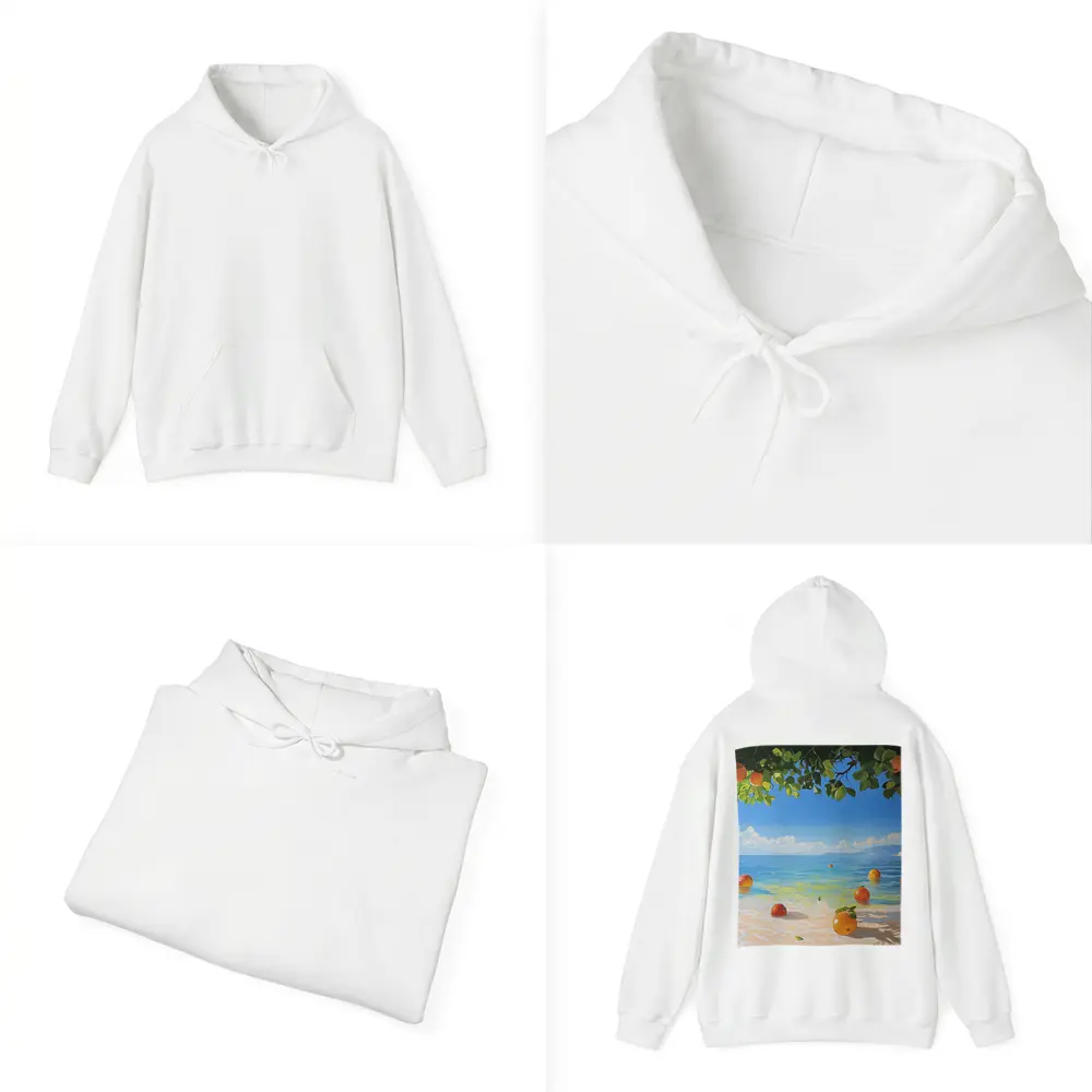 Oranges Floating On Tropical Beach Shore Painting – Hoodies