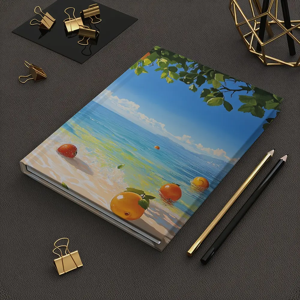 Oranges Floating On Tropical Beach Shore Painting – Notebooks