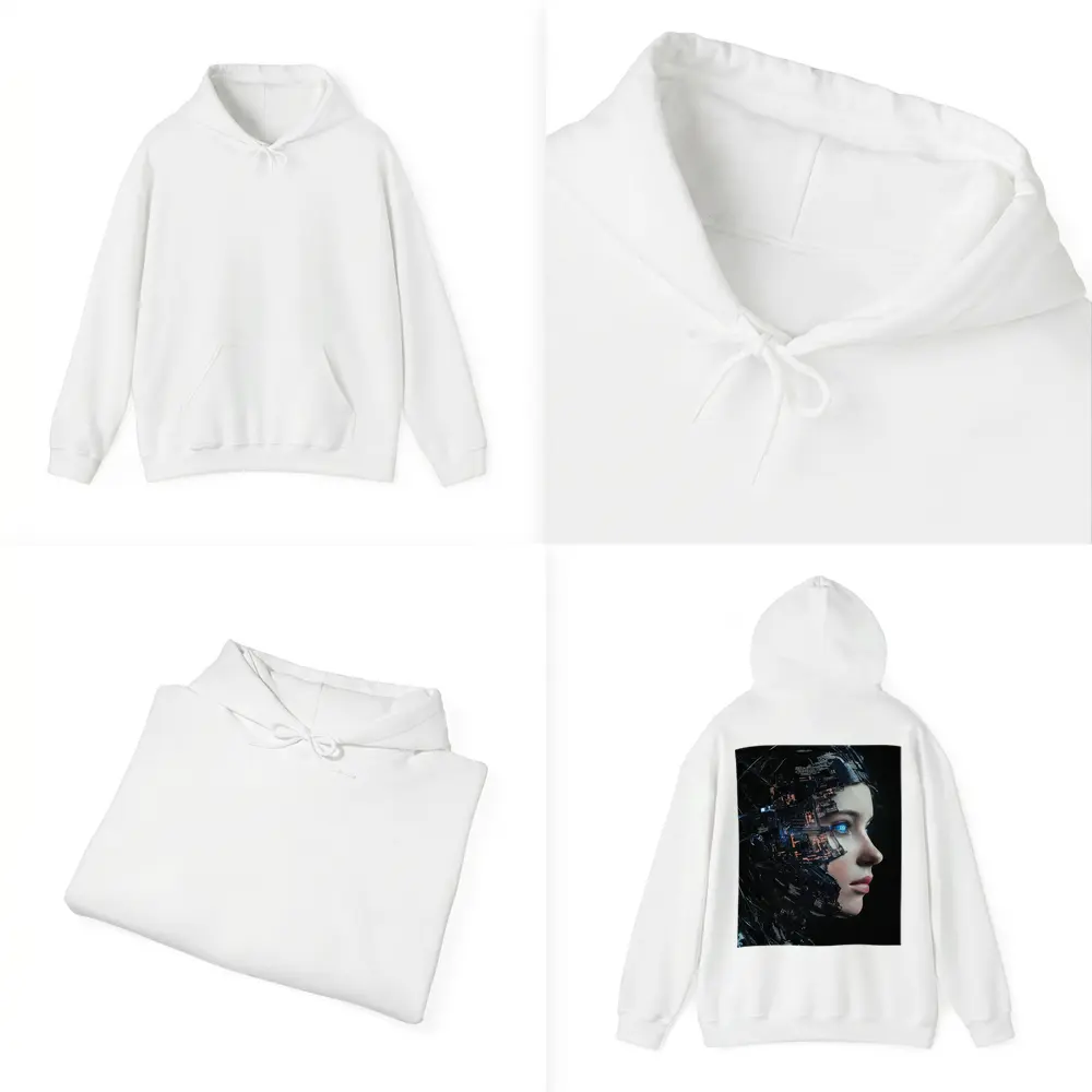 Cyberpunk Woman Face Circuit Board Dark – Hoodies