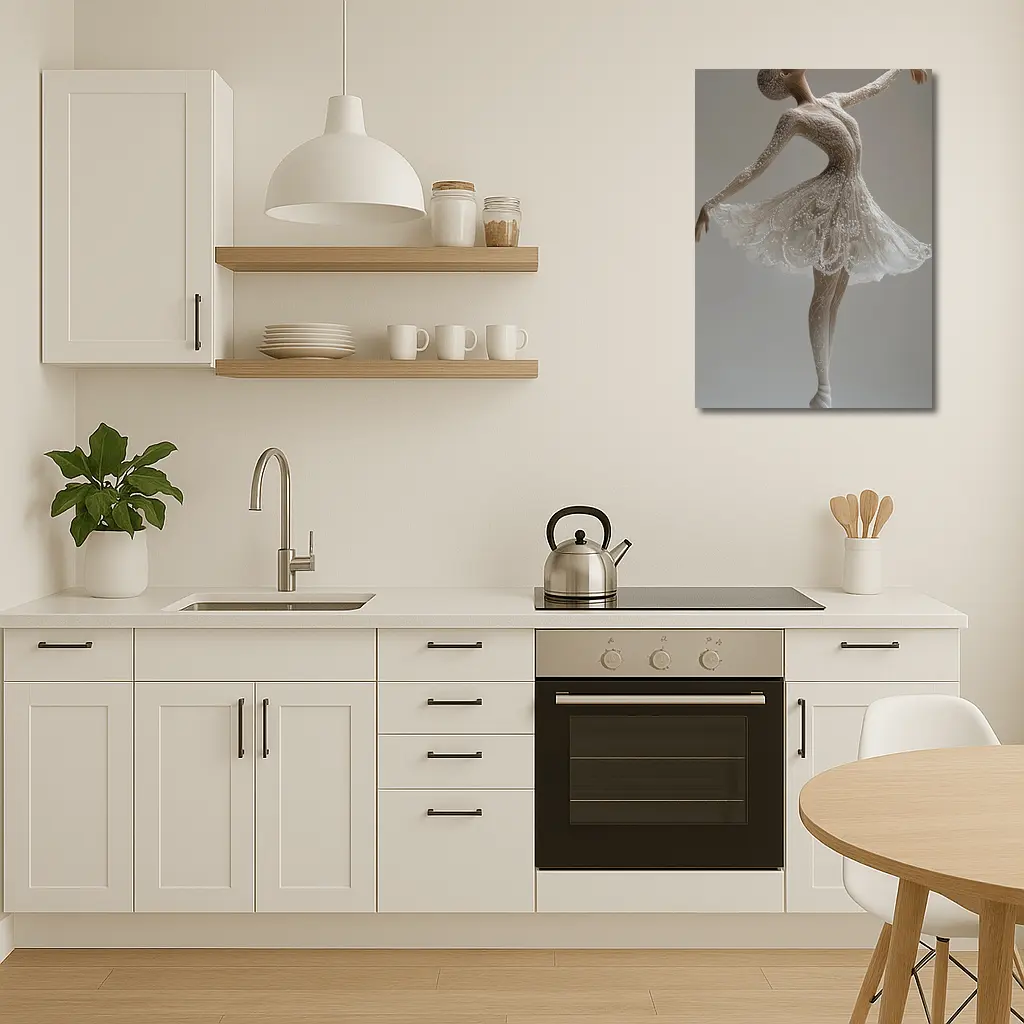 White Ballerina Dancing En Pointe Minimal – Wall Art