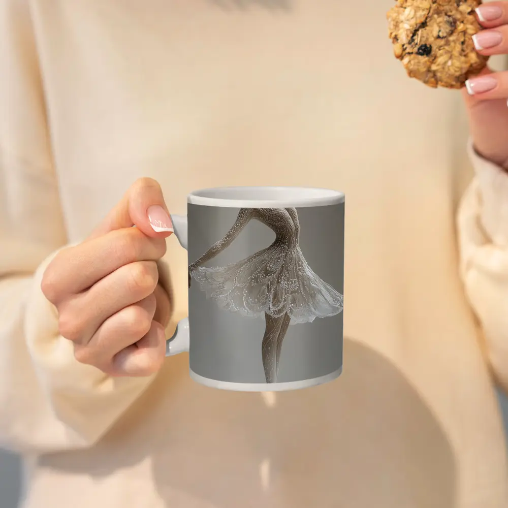 White Ballerina Dancing En Pointe Minimal – Mugs