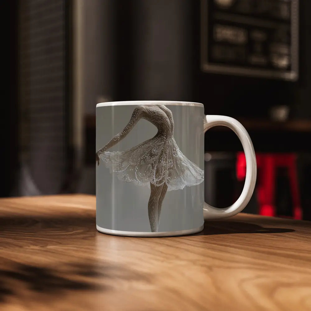 White Ballerina Dancing En Pointe Minimal – Mugs