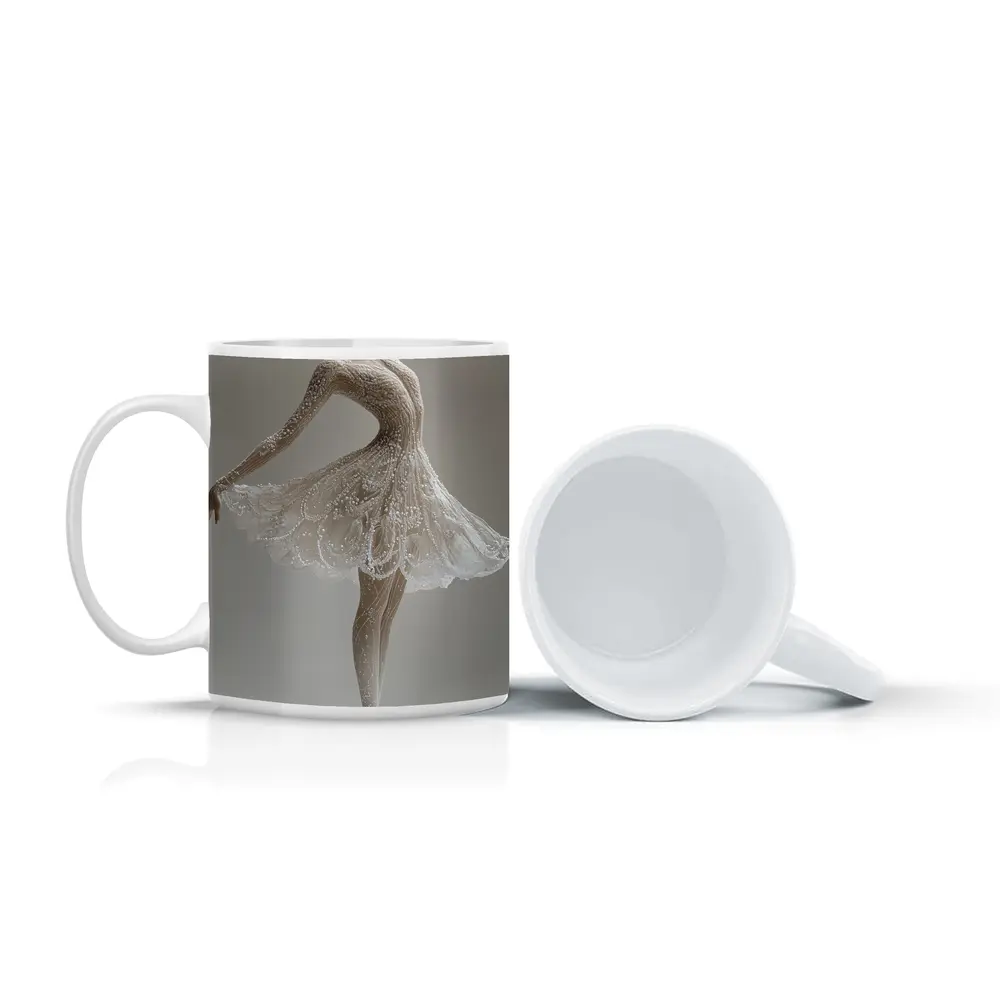 White Ballerina Dancing En Pointe Minimal – Mugs