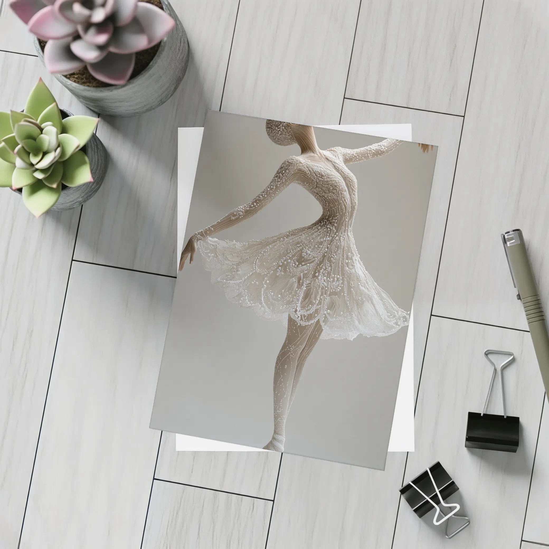 White Ballerina Dancing En Pointe Minimal – Postcards