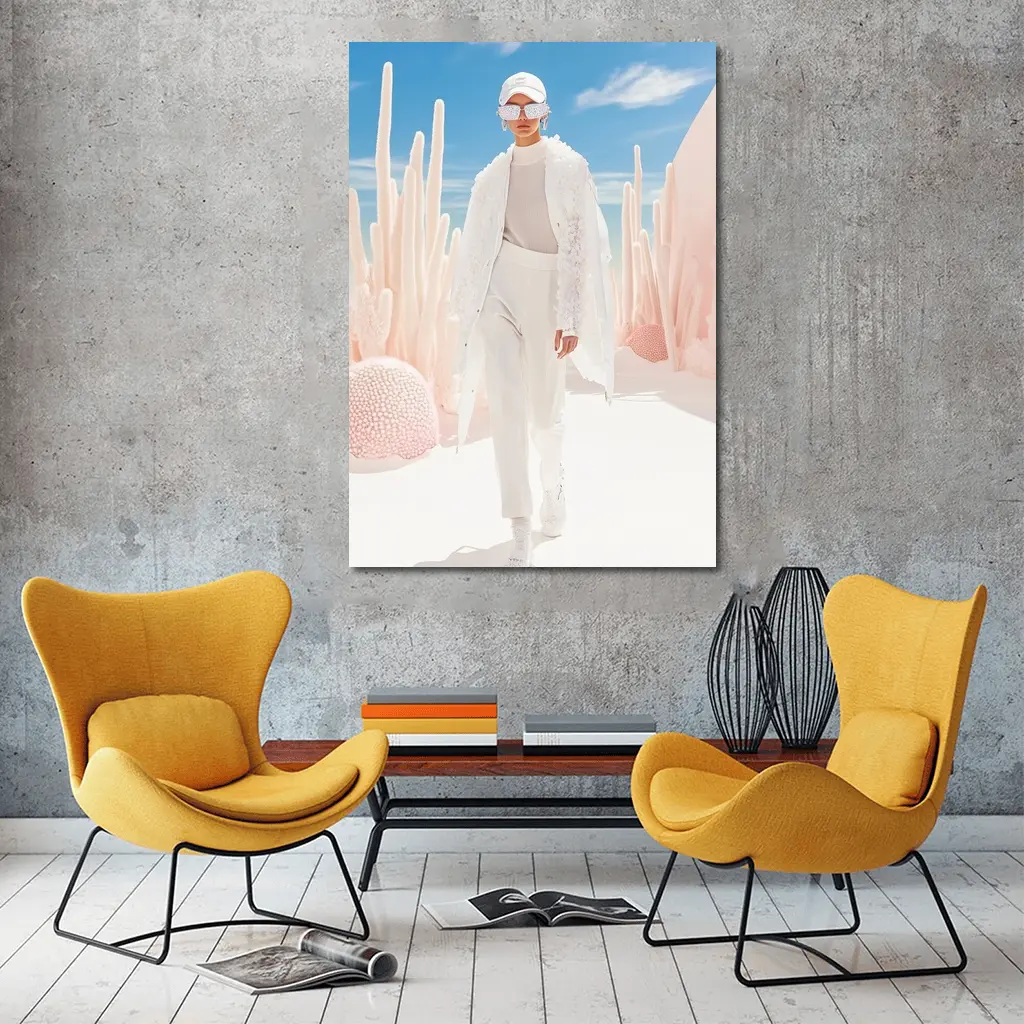 Fashion Model White Outfit Desert Sky – Wall Art