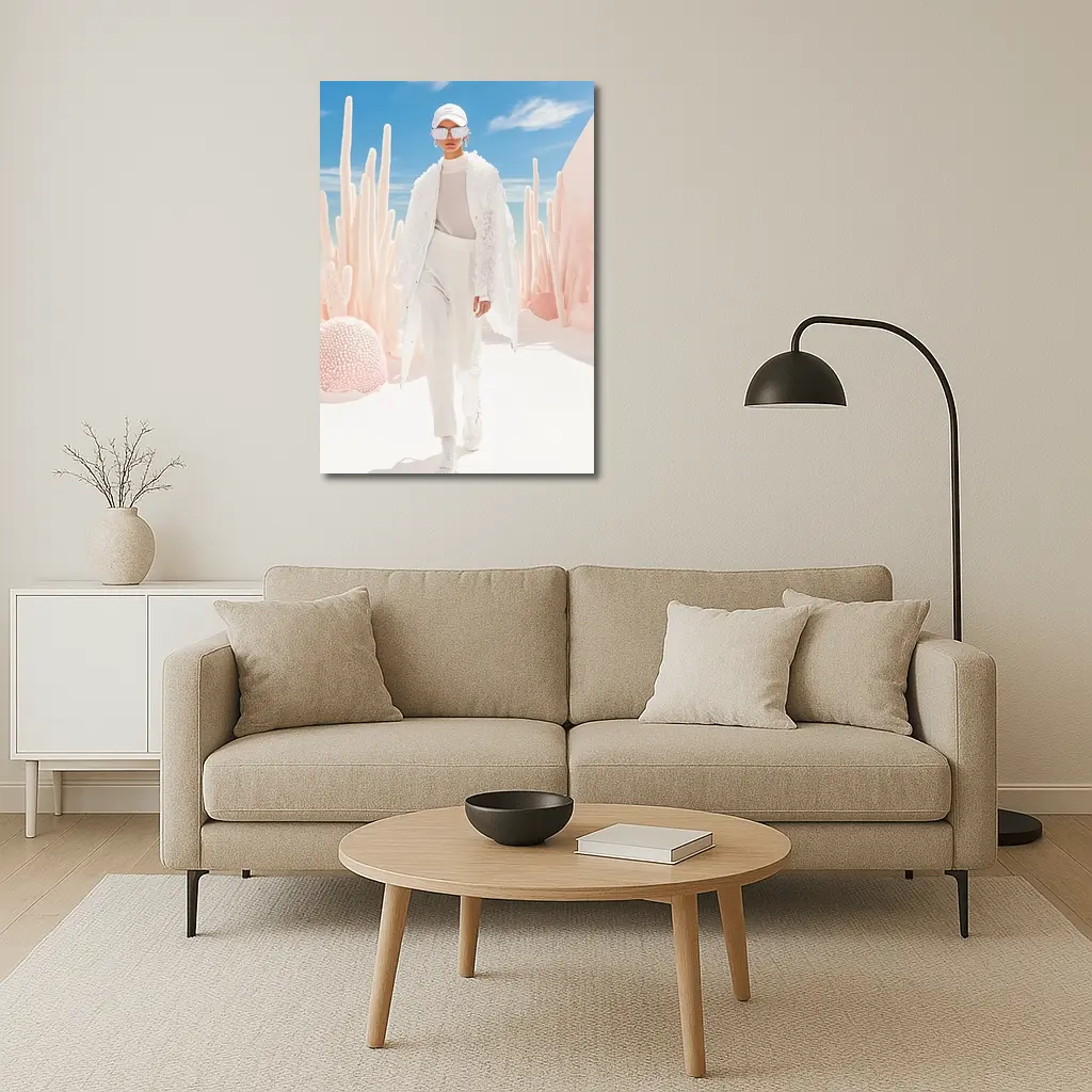 Fashion Model White Outfit Desert Sky – Wall Art