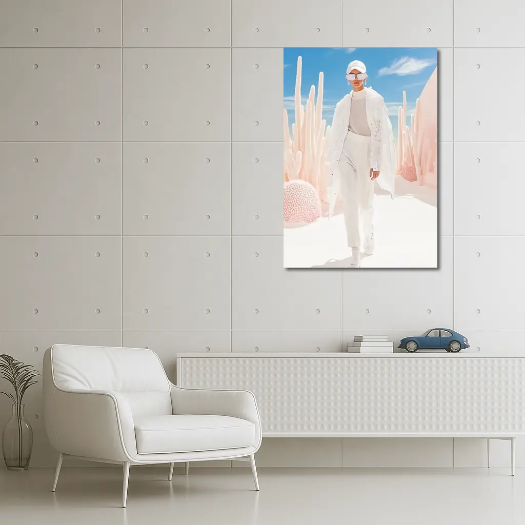 Fashion Model White Outfit Desert Sky – Wall Art