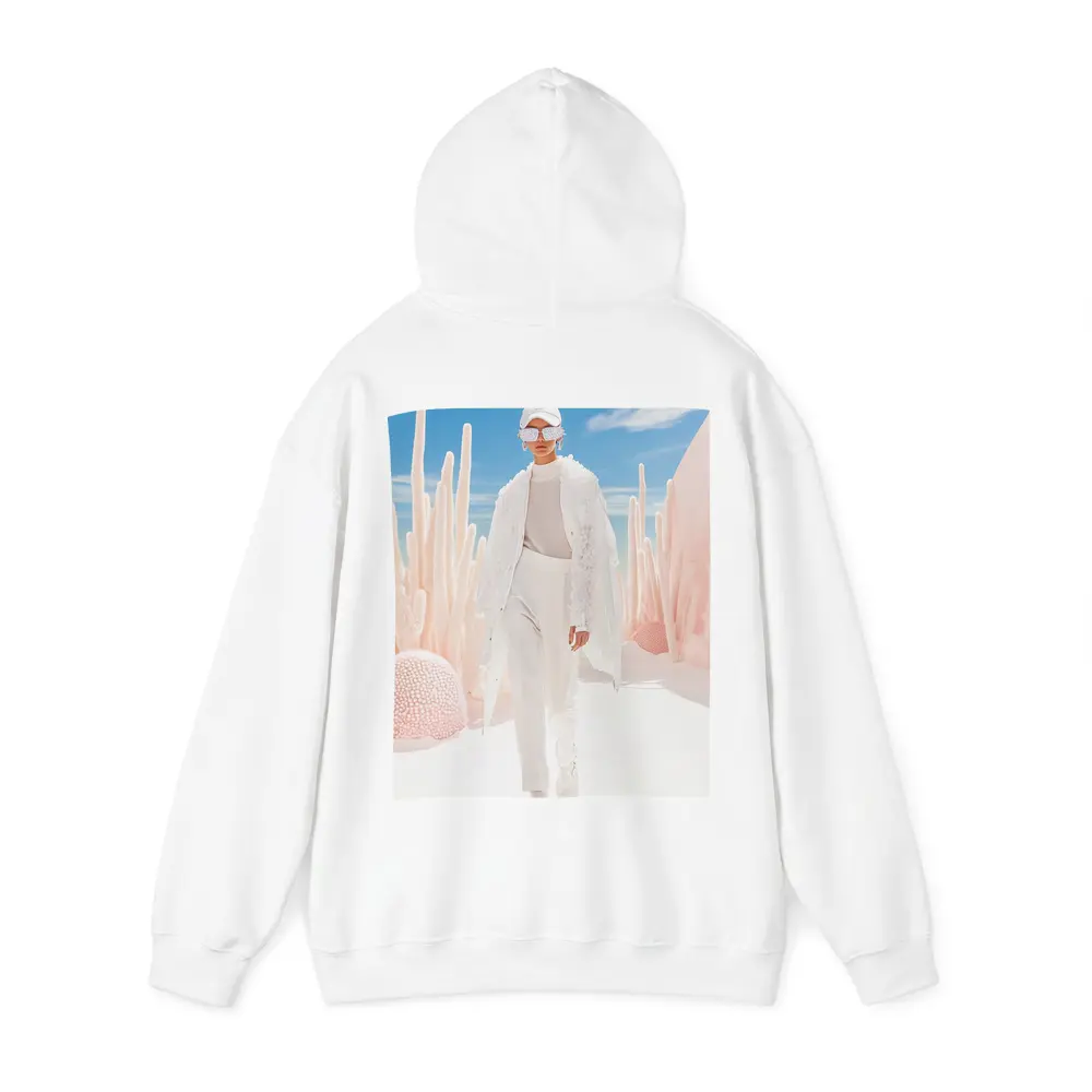 Fashion Model White Outfit Desert Sky – Hoodies